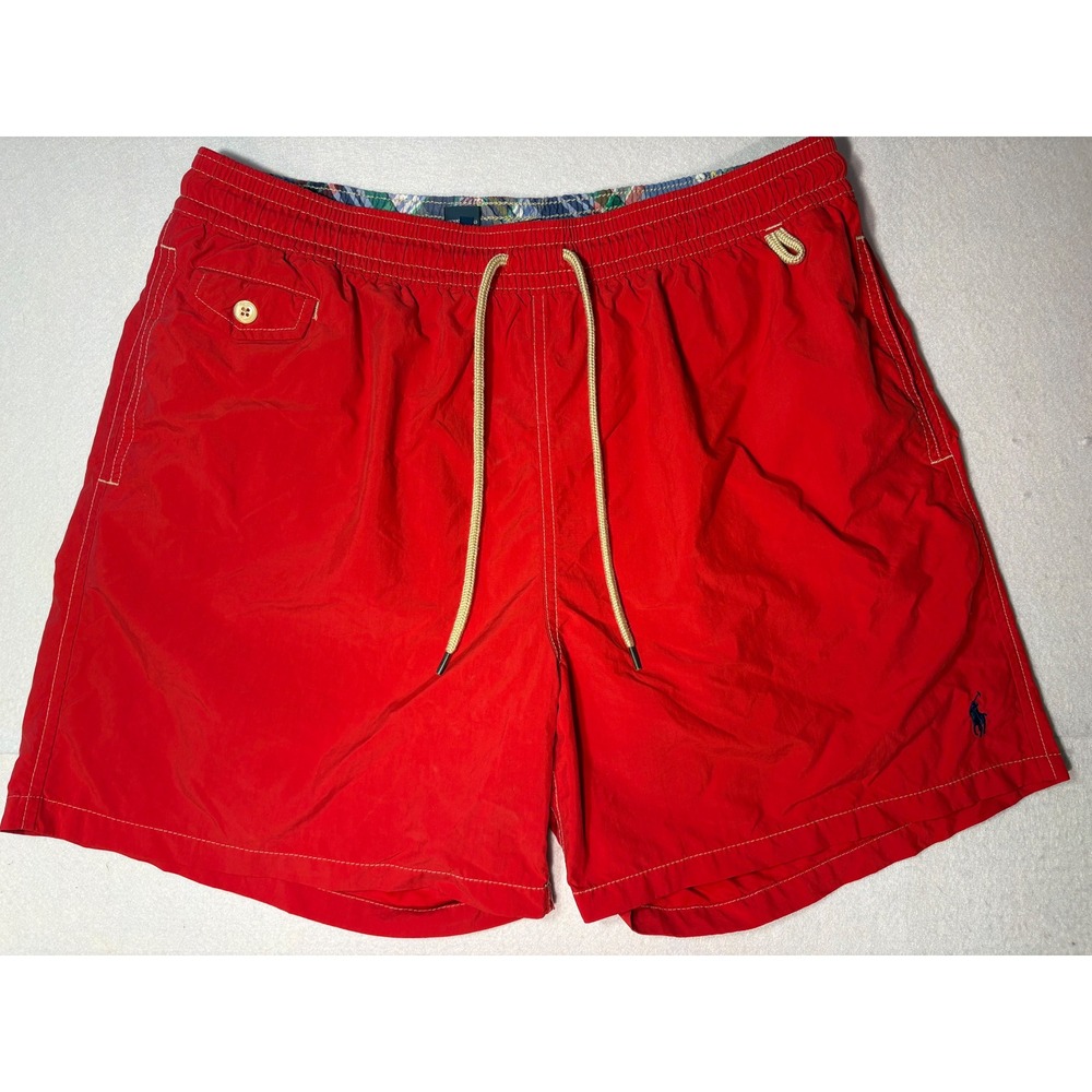 Polo Ralph Lauren Mens Red Swim Trunks XXL Mesh Lined Board Shorts Pony Logo